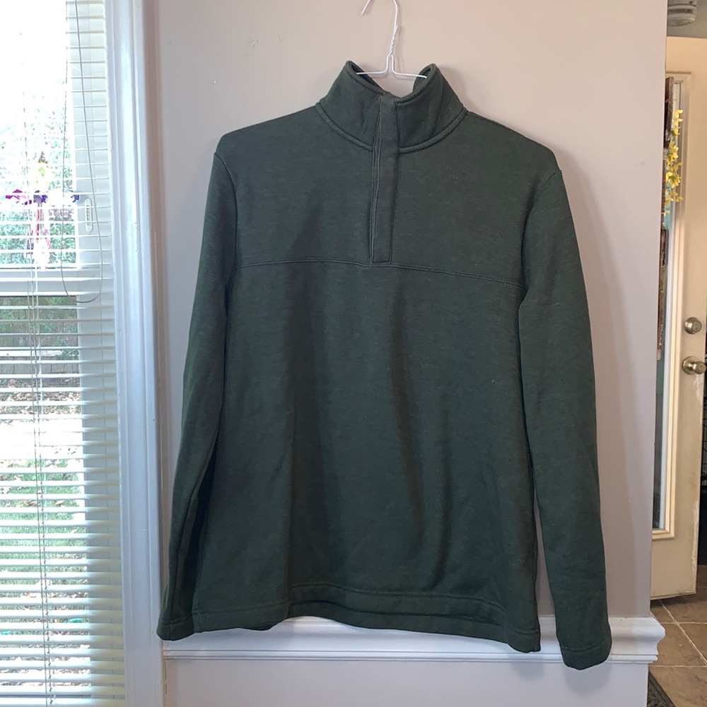 Banana Republic Men’s L Green Heather Snap Neck Closure Fleece Lined Pullover